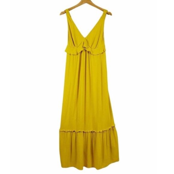 Who What Wear Yellow Ruffle Maxi Size X Small - Picture 3 of 9